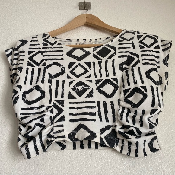 Vintage I'm a Smart Alec mudcloth tribal print crop top t-shirt, off white/black - Picture 6 of 12